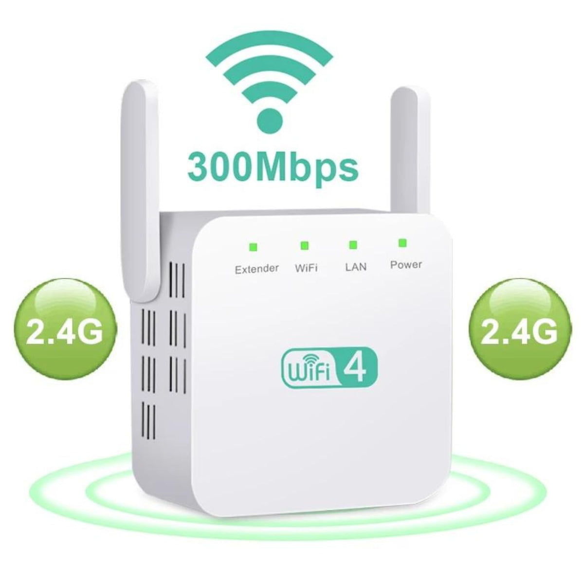 300Mbps Wi-Fi Range Extender – 2.4GHz Wireless Signal Booster & Repeater with Dual External Antennas