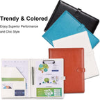 Professional Business Padfolio Clipboard Folder, PU Leather Resume Portfolio with Magnetic Closure, Letter/A4 Document Organizer Case Holder for Men Women Interview Meeting (White)