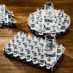 Acrylic Shot Glass Holder Display Rack - Heavy Duty Revolving Bar Serving Tray & Storage Stand for Tequila, Whiskey & Liquor Glasses, Scratch-Resistant Home Bar & Party Counter Organizer