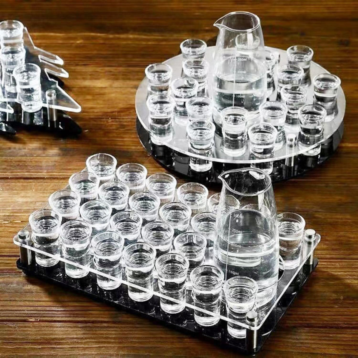 Acrylic Shot Glass Holder Display Rack - Heavy Duty Revolving Bar Serving Tray & Storage Stand for Tequila, Whiskey & Liquor Glasses, Scratch-Resistant Home Bar & Party Counter Organizer