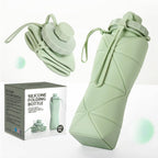 600ml Collapsible Silicone Water Bottle ‚Äì BPA-Free Foldable Travel Flask (Light Green)