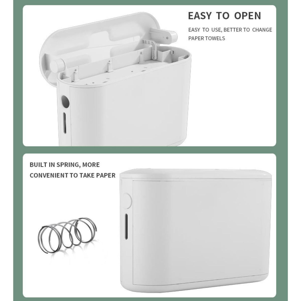 Pollock Desktop Paper Towel Dispenser - Modern Countertop Z-Fold & Multifold Paper Towel Holder for Bathroom, Kitchen, Office & Commercial Restrooms - Durable ABS Plastic (White, BLK-3857)