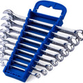24-Piece Combination Ratchet Wrench Set SAE Standard Inch Sizes 1/4" to 3/4" - Premium Chrome Vanadium Steel Ratcheting Spanner Set with 15° Offset & Blue Portable Rack Organizer