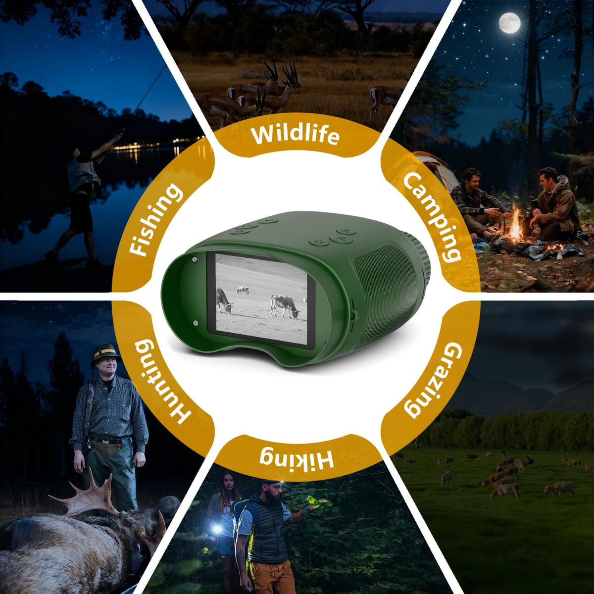 Digital Night Vision Binoculars for Adults, 10X Digital Zoom, 2.8" Screen, 1080P Video Recording, 7-Level IR Night Vision, 1000m Range
