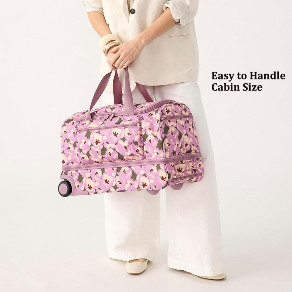 Foldable Rolling Duffel Bag with Wheels - 45L Lightweight Ripstop Travel Trolley Luggage