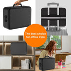 Fireproof Document Box with Lock, 8-Layer Thermal Insulated File Organizer Bag, Waterproof Leather Portable Safe Storage Box with 13 Pockets & Handle for Passports, Certificates, Laptop & Valuables