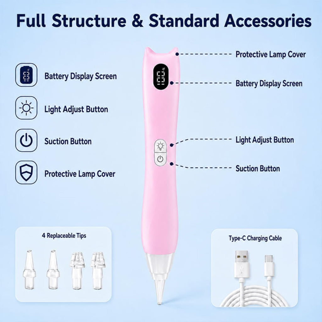 Electric Diamond Painting Pen, Lighted Rechargeable Rhinestone Applicator Tool with 3 Suction Levels, 3 LED Light Modes, Digital Battery Display & 4 Replaceable Tips for DIY Art Crafts