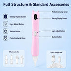 Electric Diamond Painting Pen, Lighted Rechargeable Rhinestone Applicator Tool with 3 Suction Levels, 3 LED Light Modes, Digital Battery Display & 4 Replaceable Tips for DIY Art Crafts