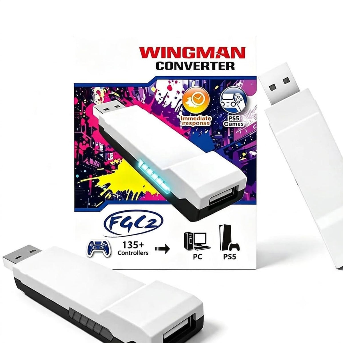 Wireless Game Controller Converter USB Adapter Receiver Low Latency Multi Platform Controller Adapter for PC Games