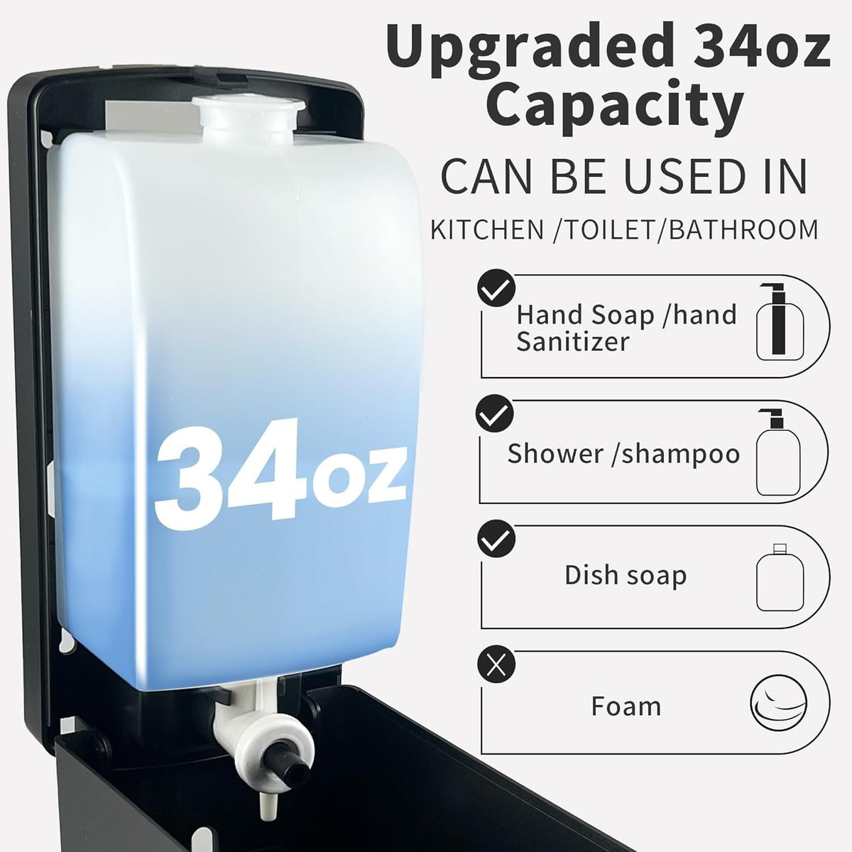 Wall Mounted Soap Dispenser with Lock & Key – 34oz (1000ml)