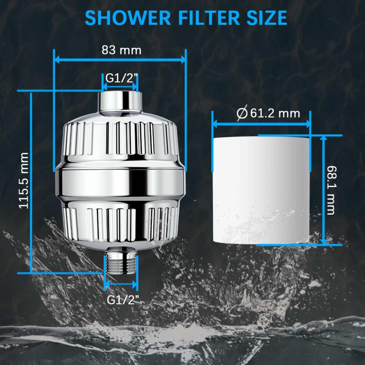 15-Stage High Output Shower Filter for Hard Water - Universal Chrome Water Softener Filter
