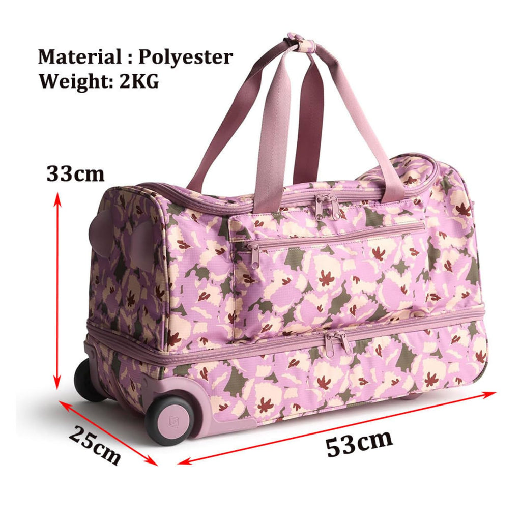 Foldable Rolling Duffel Bag with Wheels - 45L Lightweight Ripstop Travel Trolley Luggage