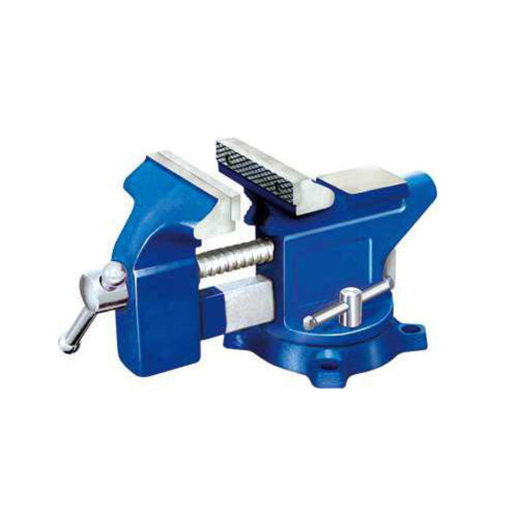 Heavy Duty 4.5 Inch Bench Vise with 2 Pairs Non-Marring Magnetic Jaw Pads – Swivel Base Tabletop Vise with Soft TPU Waffle Surface Protectors for Drill Press, Metalworking, Woodworking, Pipe Clamping