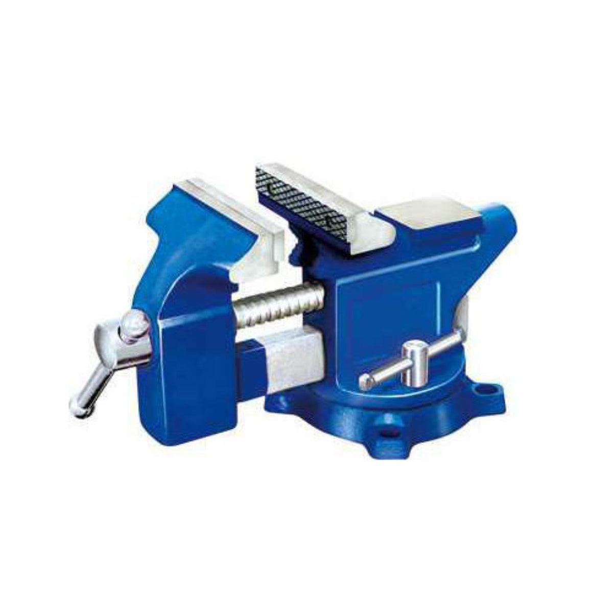 Heavy Duty 4.5 Inch Bench Vise with 2 Pairs Non-Marring Magnetic Jaw Pads – Swivel Base Tabletop Vise with Soft TPU Waffle Surface Protectors for Drill Press, Metalworking, Woodworking, Pipe Clamping