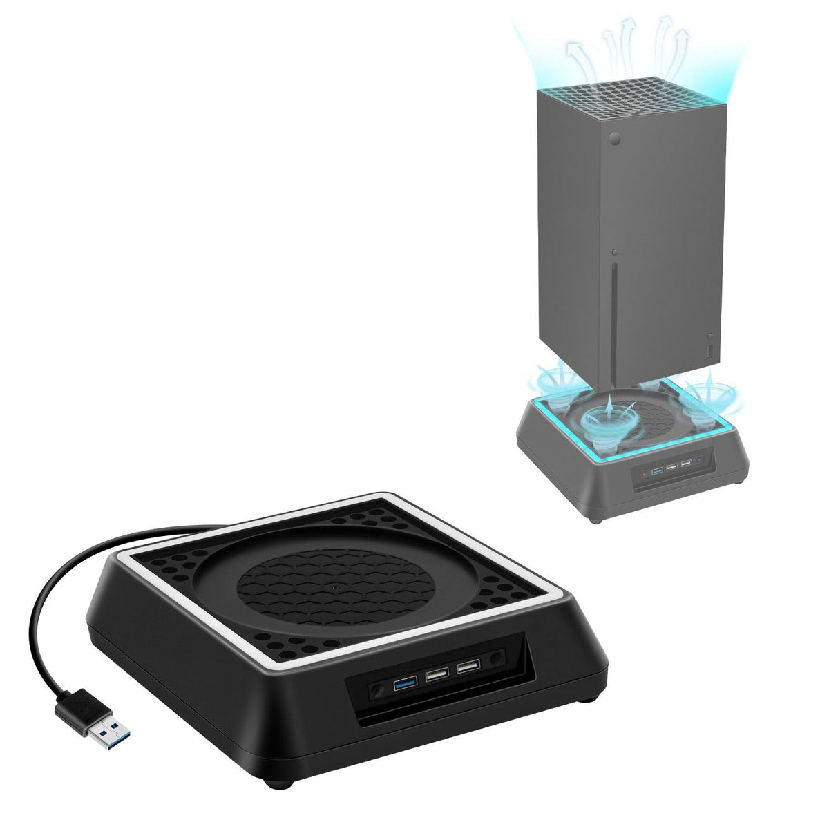 Multifunctional Cooling Dock Vertical Charger Station Fast Dual Controller Charging Stand High Speed Heat Dissipation Fan USB Hub