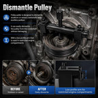 Pulley Puller Tool Kit with L-Hex Wrench - High Strength Adjustable Crankshaft Pulley Removal Tool Fits 40-160mm - Low Profile Harmonic Balancer & Water Pump Puller Set for Auto Repair
