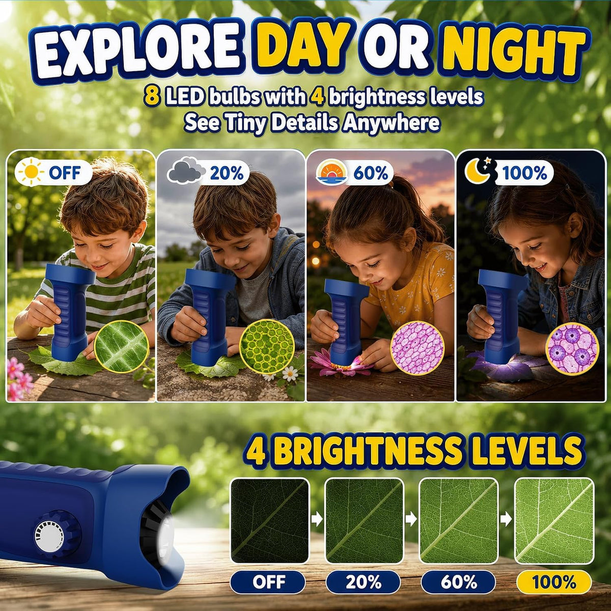 Handheld Digital Microscope for Kids - 1000X Magnification 1080P Pocket Microscope with 2.4" IPS Screen