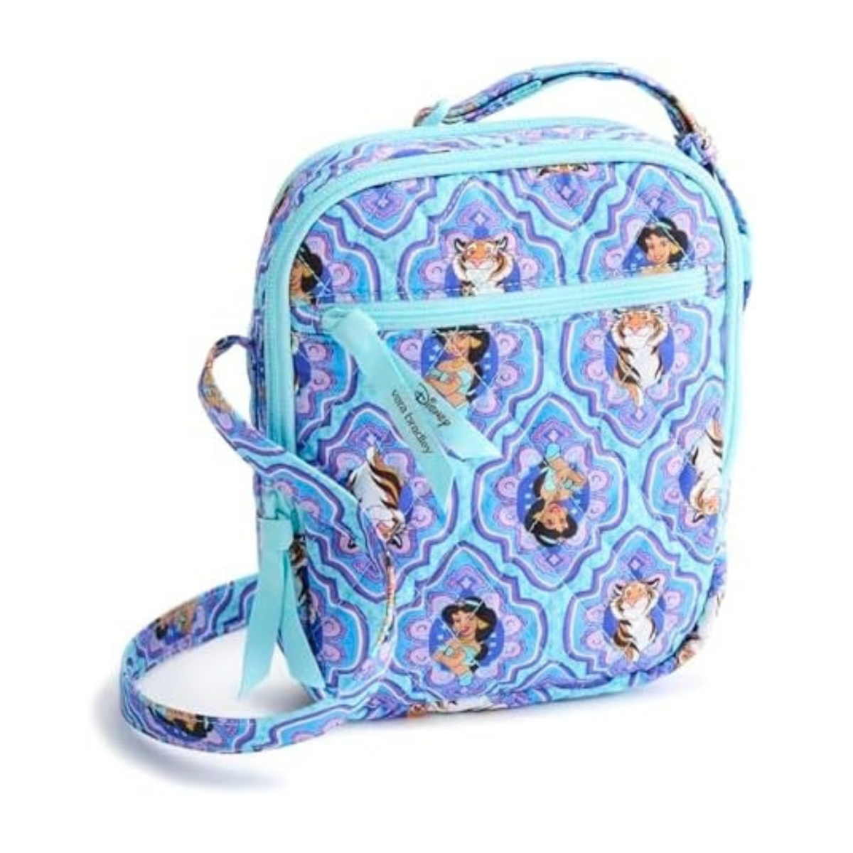 Vera Bradley Women's Disney Premium Cotton Sullivan Crossbody Bag – Quilted Shoulder Purse – Jasmine Medallions