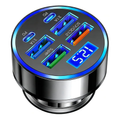 6-in-1 Multi-Port USB C Car Charger with LED Voltmeter