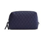 Vera Bradley Women's Premium Cotton Medium Cosmetic Bag – Makeup Organizer & Travel Toiletry Storage – Peacoat