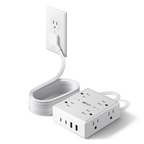 SUPERDANNY 10Ft Flat Plug Extension Cord Surge Protector Power Strip