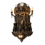 Premium Resin Hecate Statue 3-Headed Greek Goddess Wall Sculpture, Gothic Style Home Decor, Underworld Hekate with Hounds Figurine for Halloween, Fireplace Decor and Witch Altar Gift (7.87in)