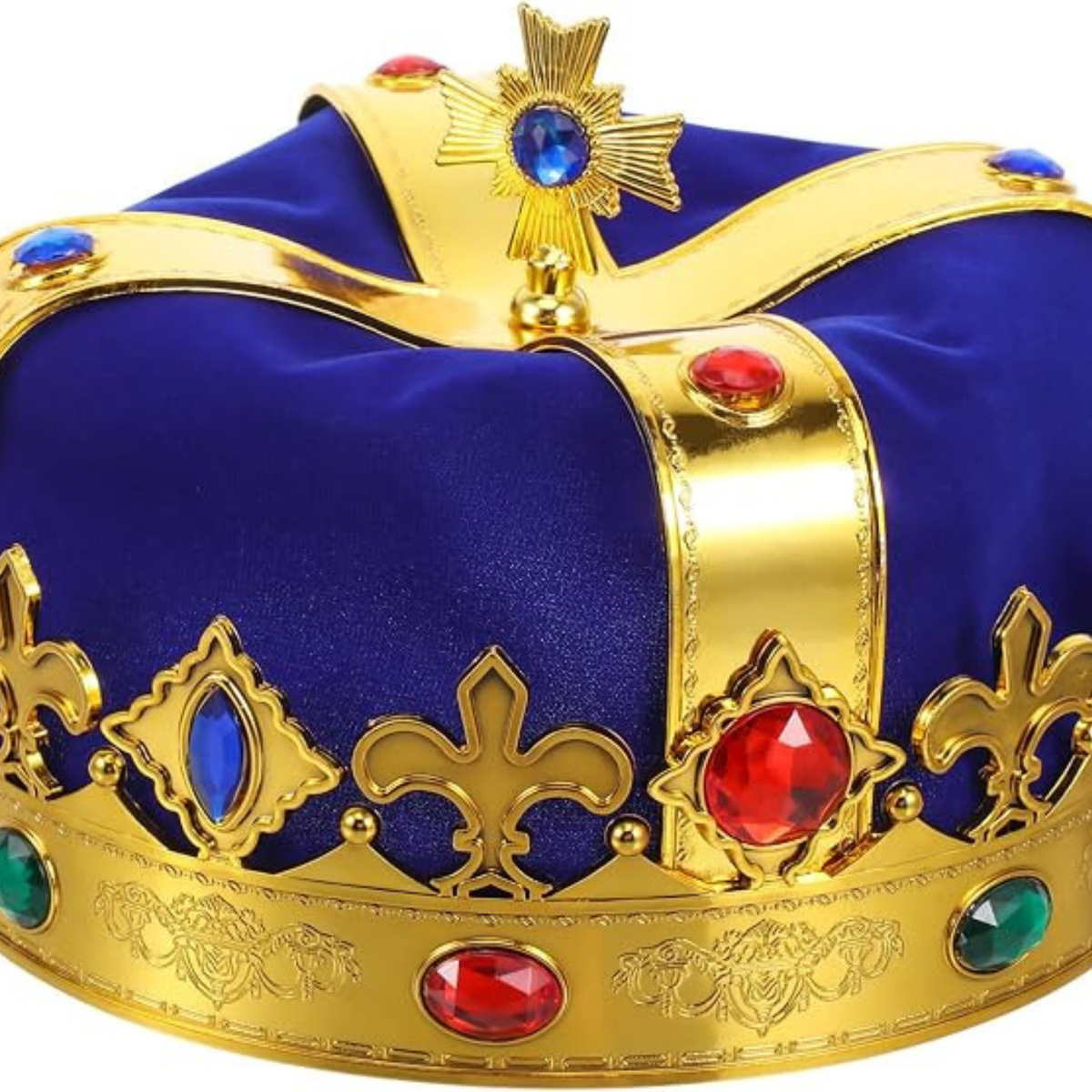 Toyvian Velvet Royal King Crown with Gems for Kids Cosplay, Birthday & Halloween
