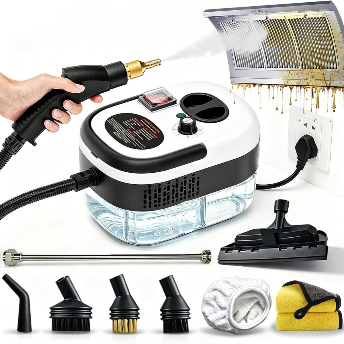 2500W Handheld High Pressure Steam Cleaner for Car Detailing, Kitchen, Grout Cleaning