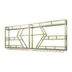 Metal Wine Storage Rack Wall Mounted with Glass Holder & Bottle