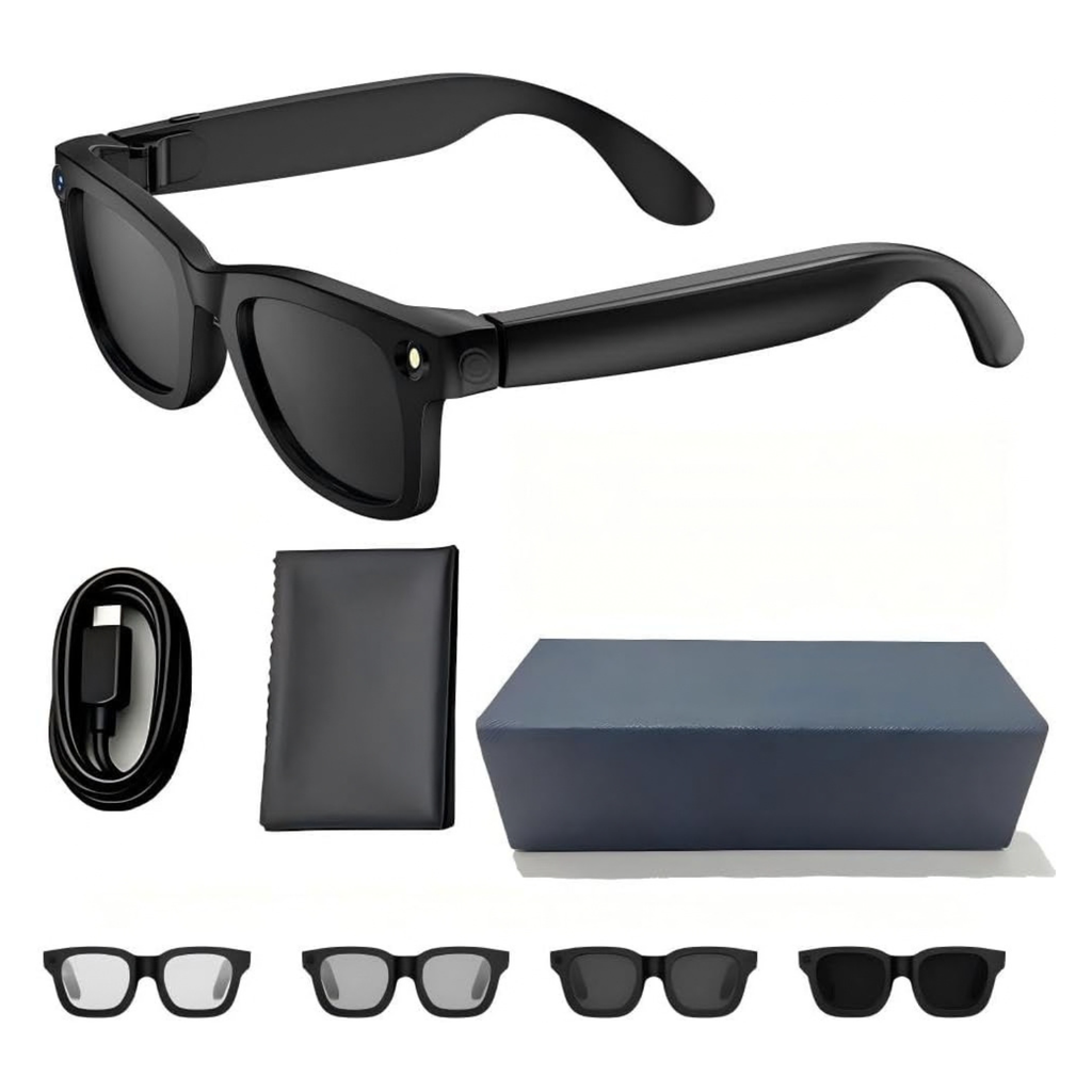 T200C Smart Glasses with Camera, 800W 1080P Video Recording, AI Stabilization