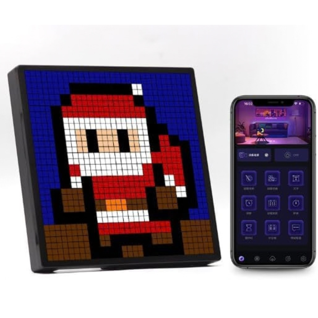 Gugxiom LED Pixel Art Display, Customizable LED Panel, Smart Clock DIY Graffiti Programmable LED Sign, Cyberpunk Decor, Smart Digital Display for Wall Art & Gaming Room Decor（32 * 32）