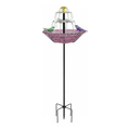 Solar Fountain Bird Bath with Stakes, Cascade Water Feature for Garden & Yard Decor (Purple)