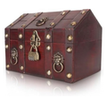 Pirate Treasure Chest, Wooden Treasure Box with Combination Lock