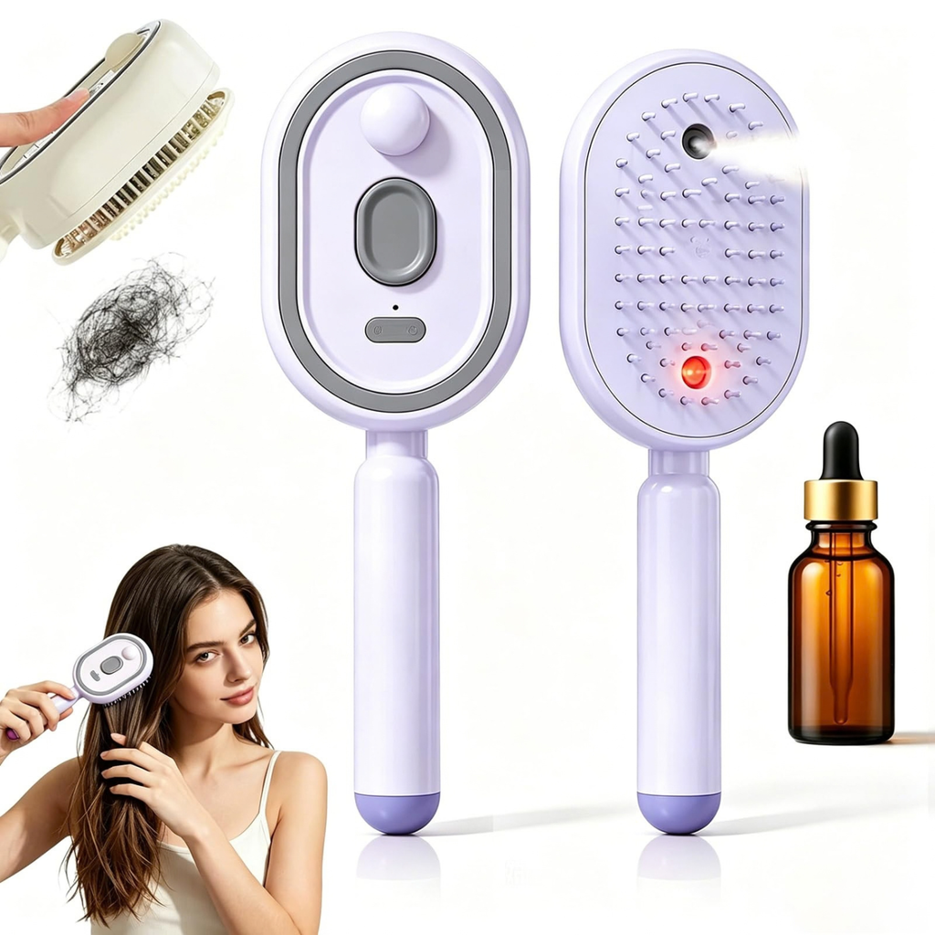 Electric Spray Air Cushion Massage Comb, Rechargeable Mist Detangling Brush for Frizzy Hair
