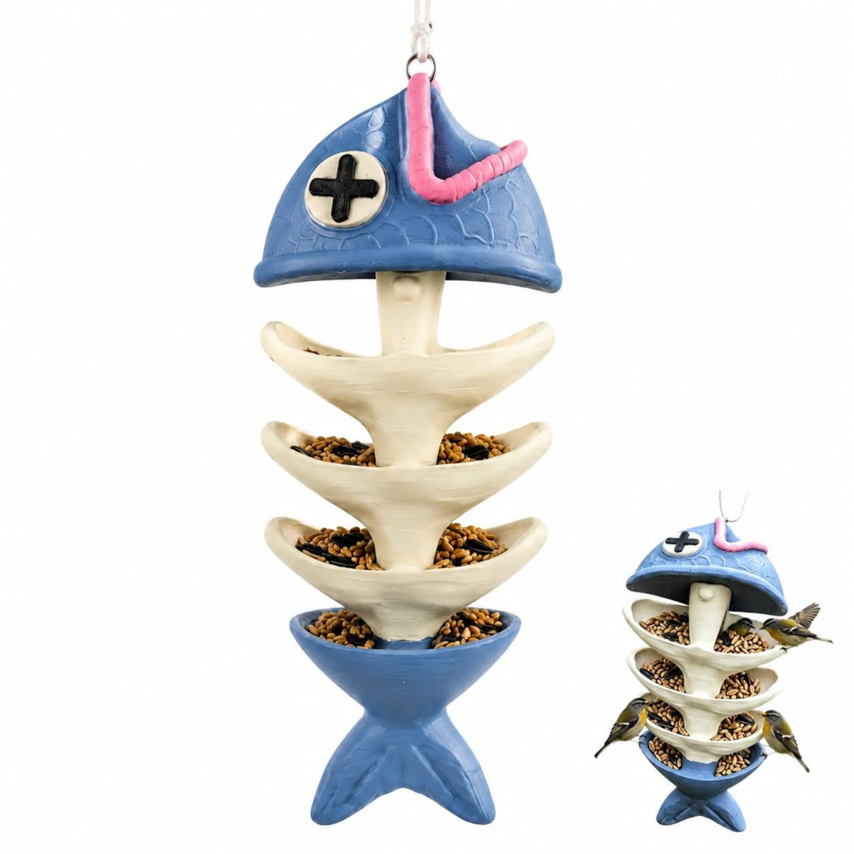 Decorative Hanging Bird Feeder, Fish Bone Wild Bird Feeder Outdoor Garden