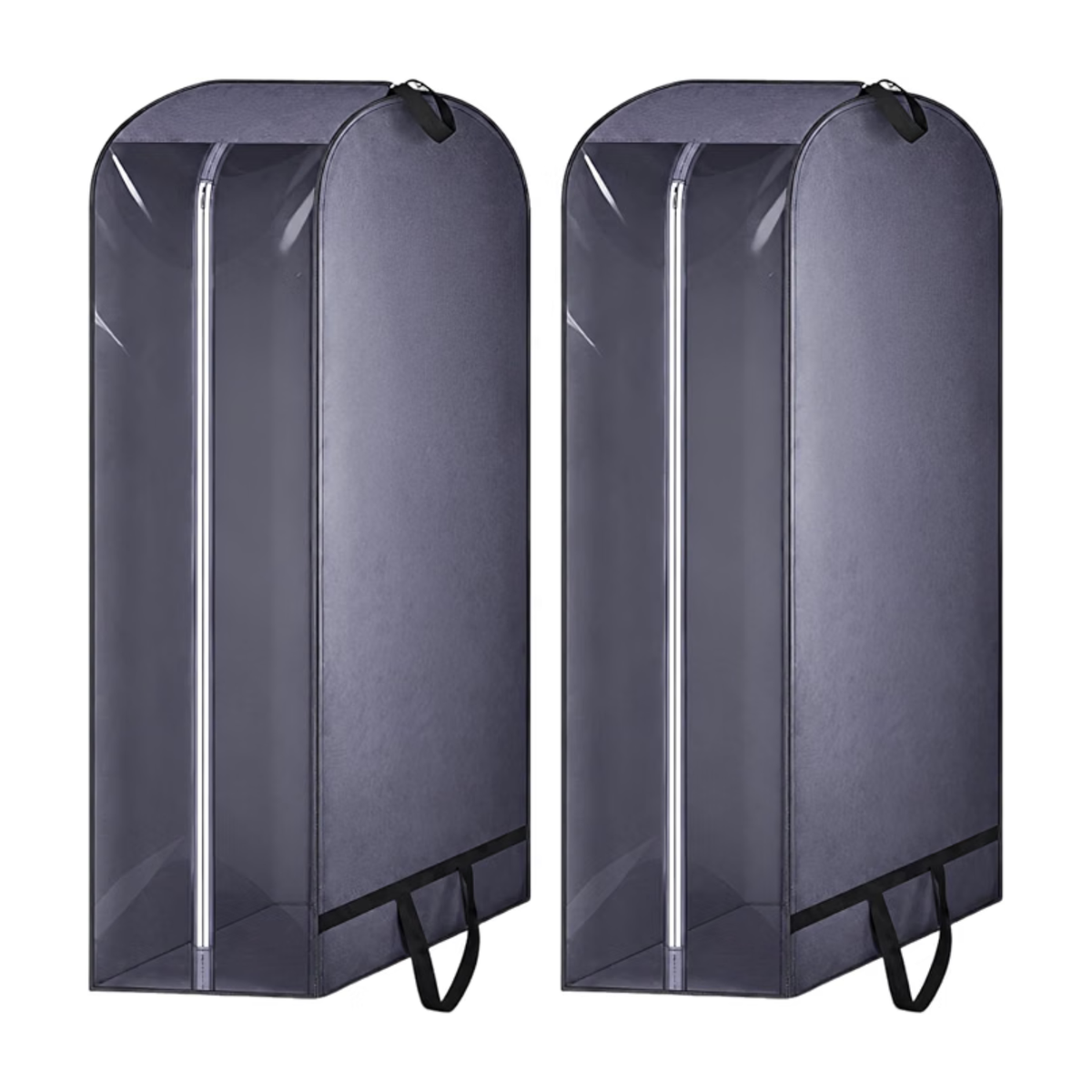 2 Pcs Gusseted Hanging Garment Bags for Suits, Coats, and Long Dresses, Grey