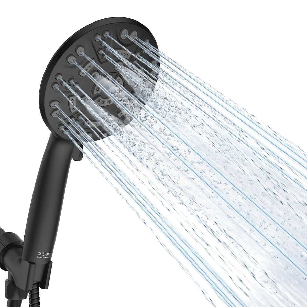 Cobbe 8-Setting Handheld Shower Head, Water-Saving Design, Matte Black