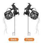 Halloween Witch Cauldron Garden Light, Waterfall LED Projection Stake Lights for Outdoor Yard Decor, Flying Witch Silhouette, Waterproof Watering Can Light Flow Decoration for Patio Pathway