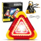 LED Emergency Triangle Warning Light, USB Rechargeable Solar Road Safety Triangle for Car Truck RV