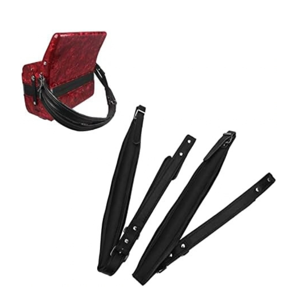 Black Accordion Straps, Leather Soft PU, Adjustable, 16-120 Bass, Comfortable, Durable