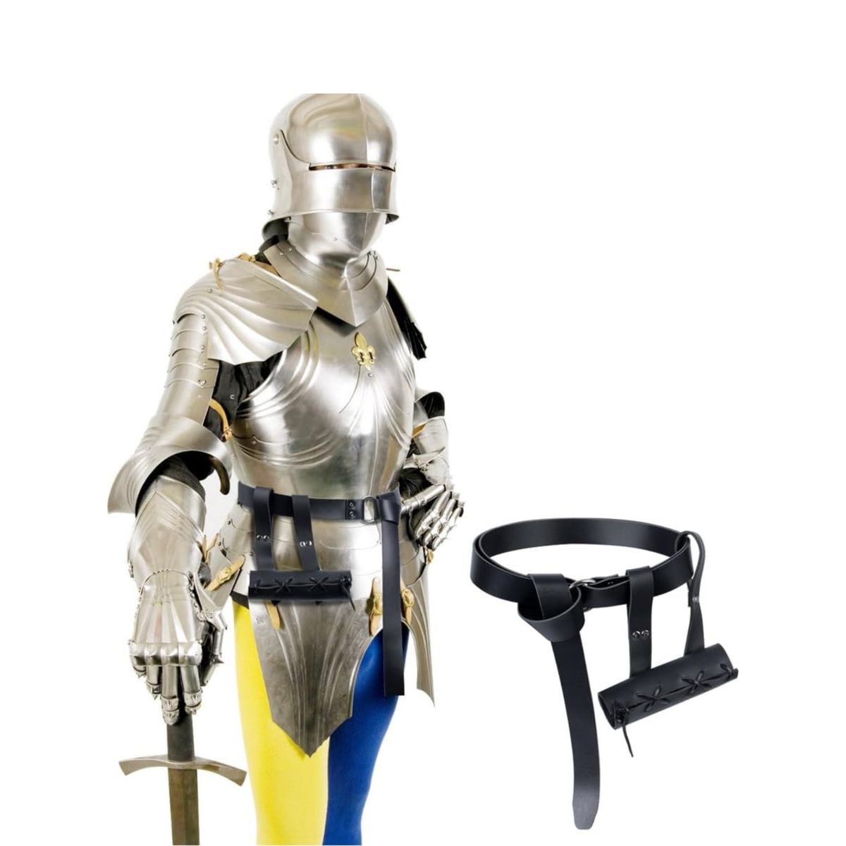 2 Pcs Medieval Knight Leather Sword Belt Frog Holster Scabbard for Cosplay