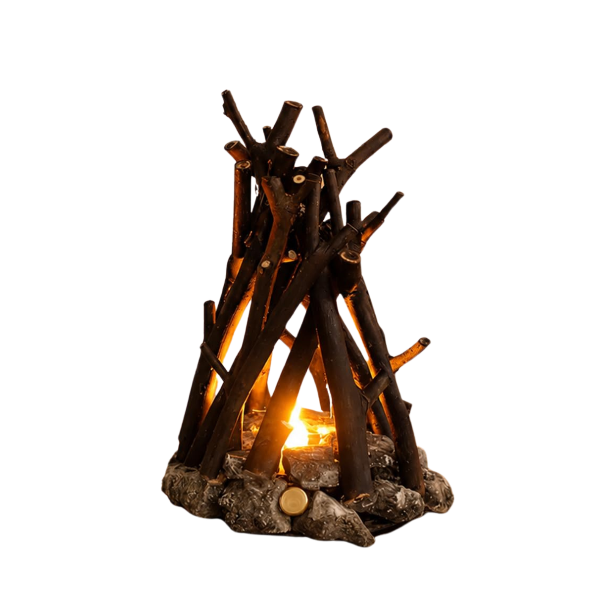 Dimmable Wooden Campfire Led Night Light, Handcrafted Forest Campfire Lamp