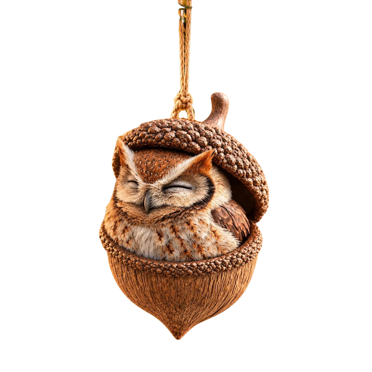 3D Forest Animal Acorn Ornaments, Woodland Hanging Decorations (Owl)
