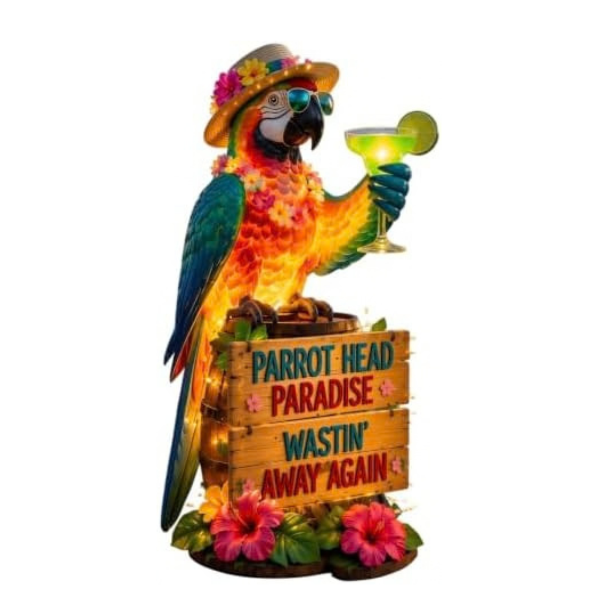 Resin Solar Parrot Garden Light Ground Stake, Waterproof Outdoor Solar Stake Light Tropical Yard Decor for Patio, Lawn, Pathway Flower Bed, Unique Gift for Gardeners (Cheer Summer)