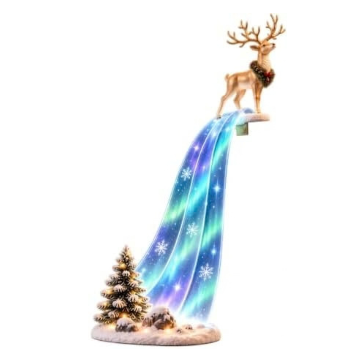 Christmas Shelf-Edge Lighted Scene Decor, Resin Reindeer Shelf Sitter