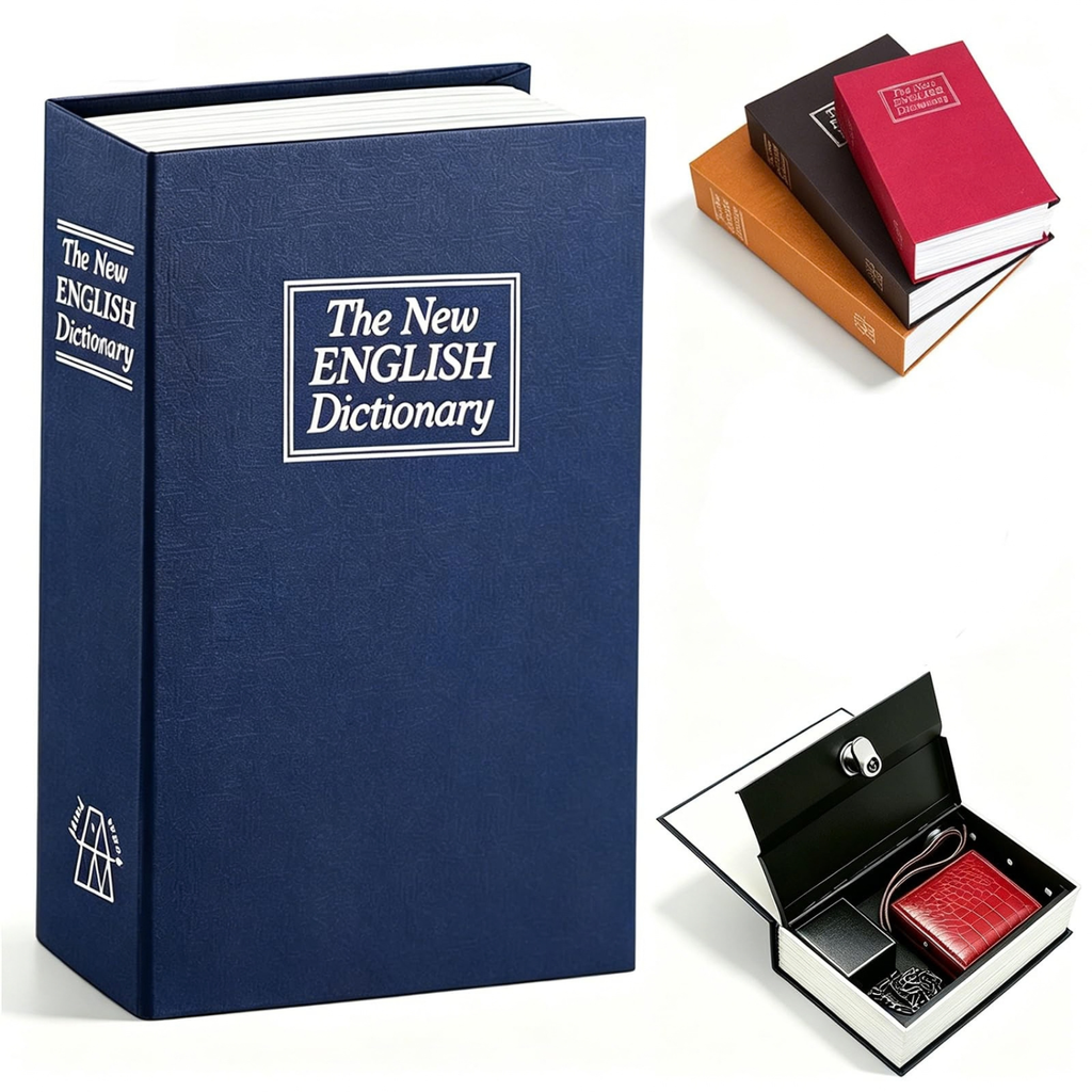 Book Shaped Security Lock Box with Combination Lock for Cash, Passport, Jewelry