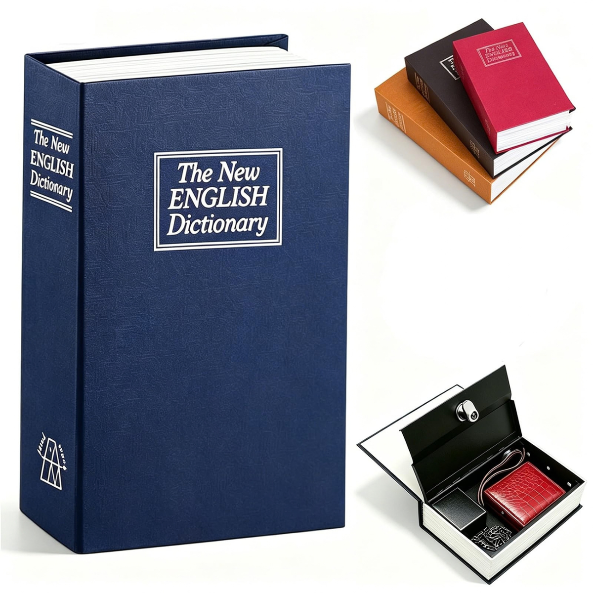 Book Shaped Security Lock Box with Combination Lock for Cash, Passport, Jewelry