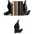 8.26'' Cute Hippo Bookends, Decorative Heavy Resin Animal Book Holders for Shelves, Whimsical Upside-Down Yoga Hippopotamus Book End for Office Desk, Home Library Bookshelf Decor (Black Back)