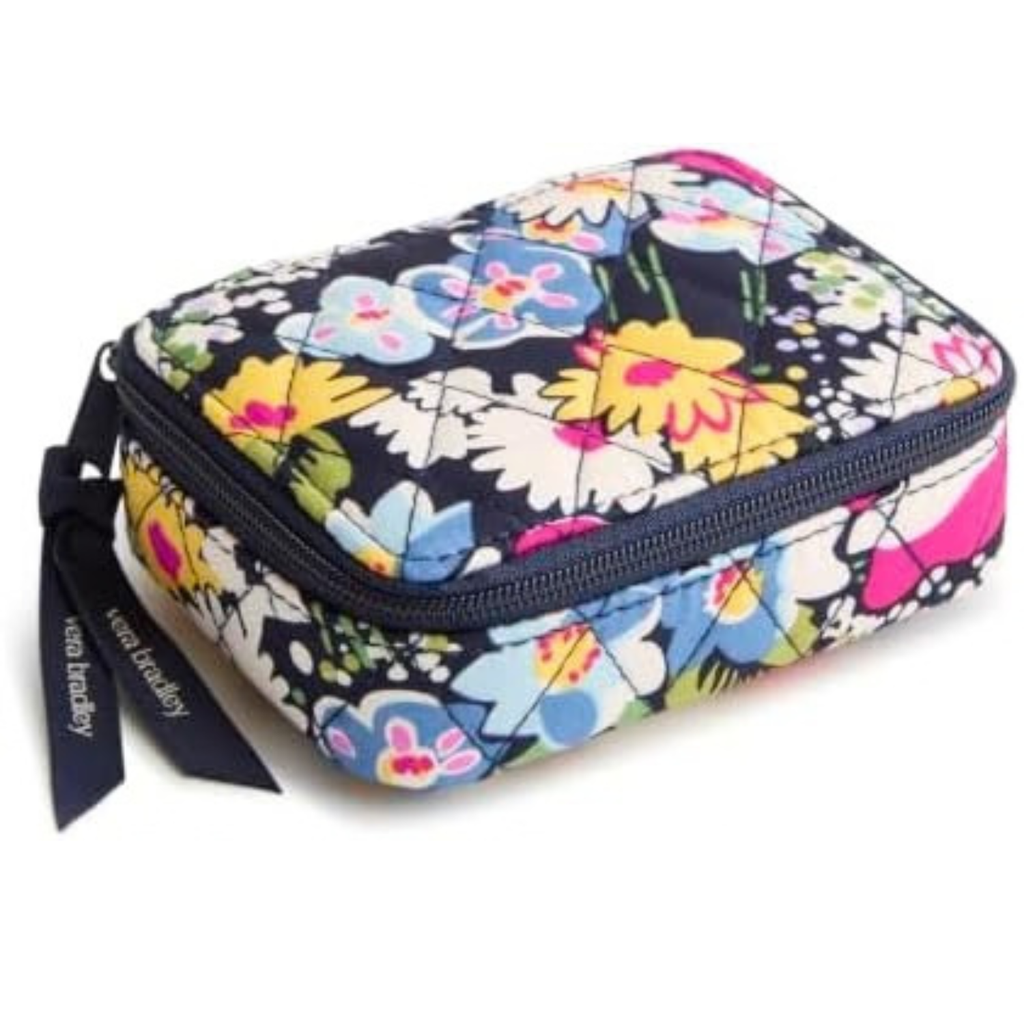 Vera Bradley Women’s Premium Cotton Travel Pill Case – Poppy Fields