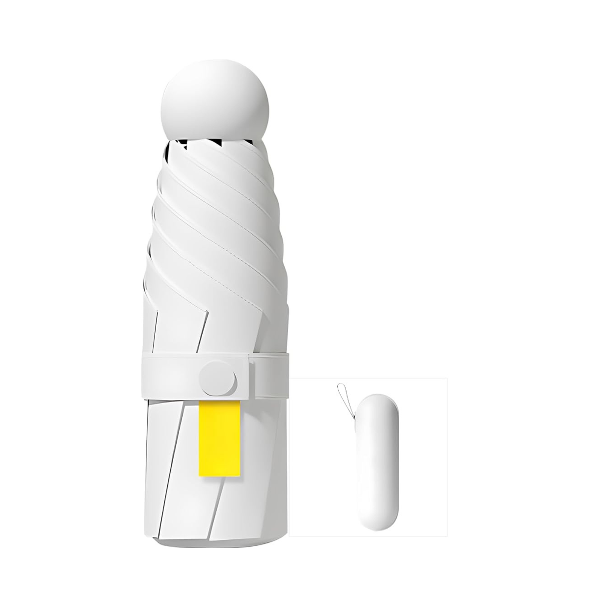 2 Pcs Small Compact Sun Umbrella with Case, Lightweight 5 Fold Mini Purse Parasol (White)